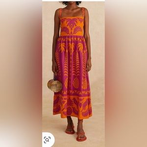 Farm Rio pineapple love cutout maxi dress NWT embroidered
